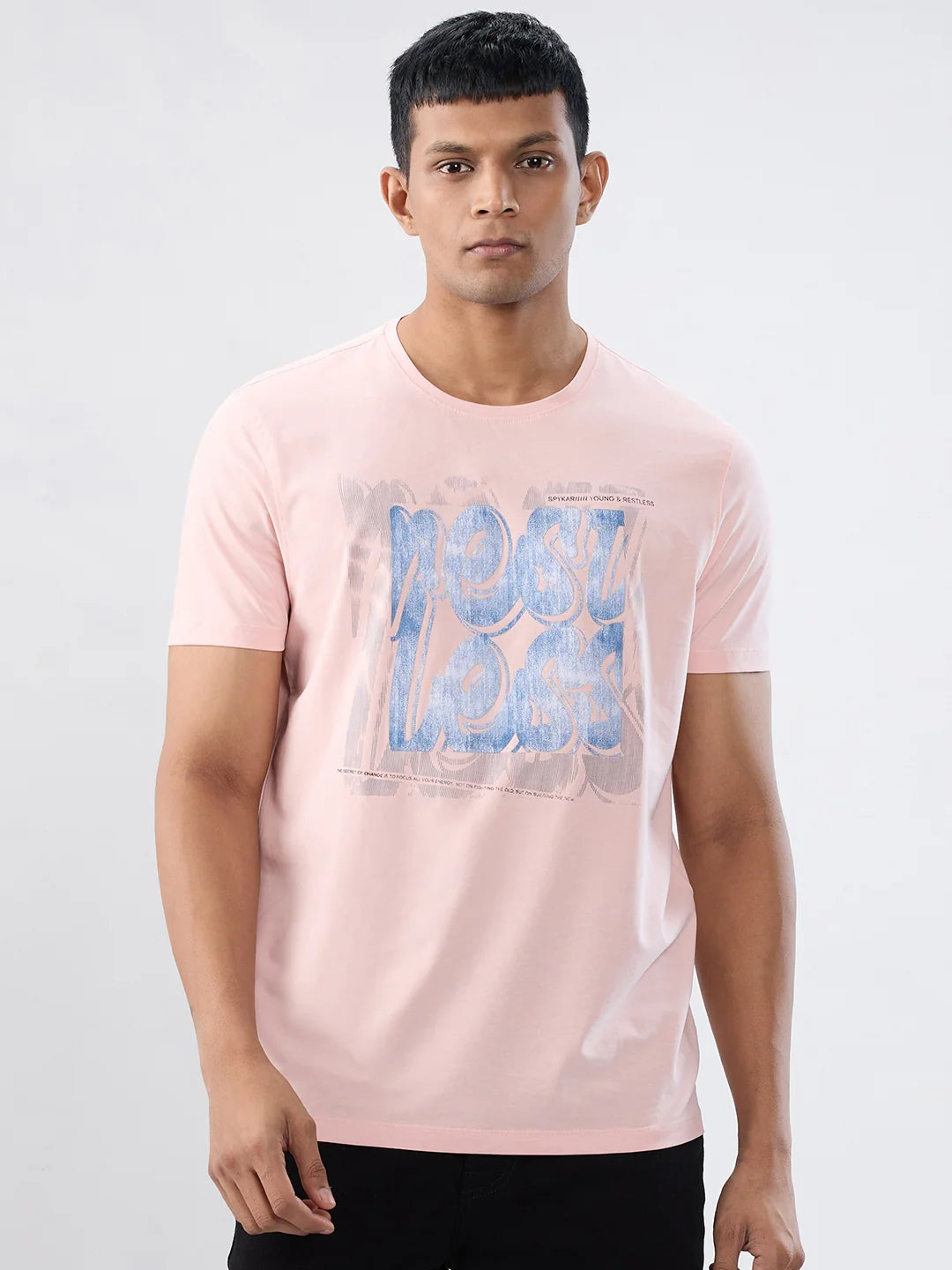Men T-Shirt Graphic Pink Regular Fit