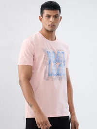 Men T-Shirt Graphic Pink Regular Fit