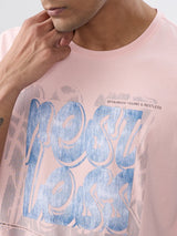 Men T-Shirt Graphic Pink Regular Fit