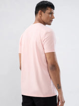 Men T-Shirt Graphic Pink Regular Fit