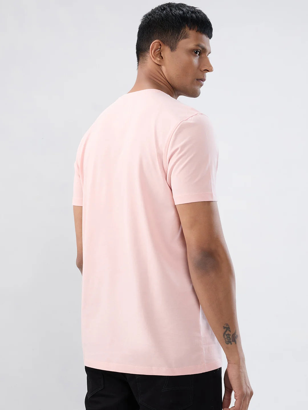 Men T-Shirt Graphic Pink Regular Fit