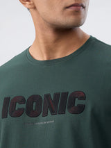 Men T-Shirt Textured Green Regular Fit
