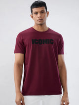 Men T-Shirt Textured Red Regular Fit