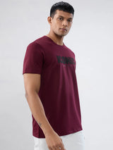 Men T-Shirt Textured Red Regular Fit