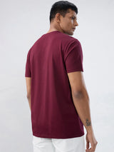 Men T-Shirt Textured Red Regular Fit