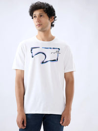 Men T-Shirt Graphic White Regular Fit
