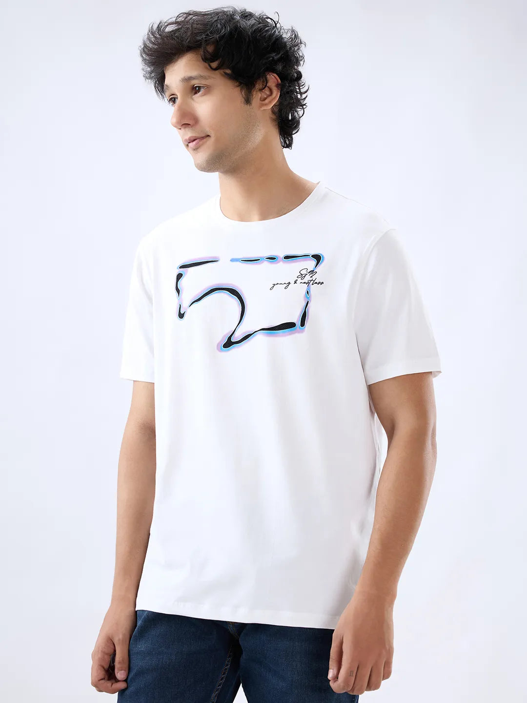 Men T-Shirt Graphic White Regular Fit