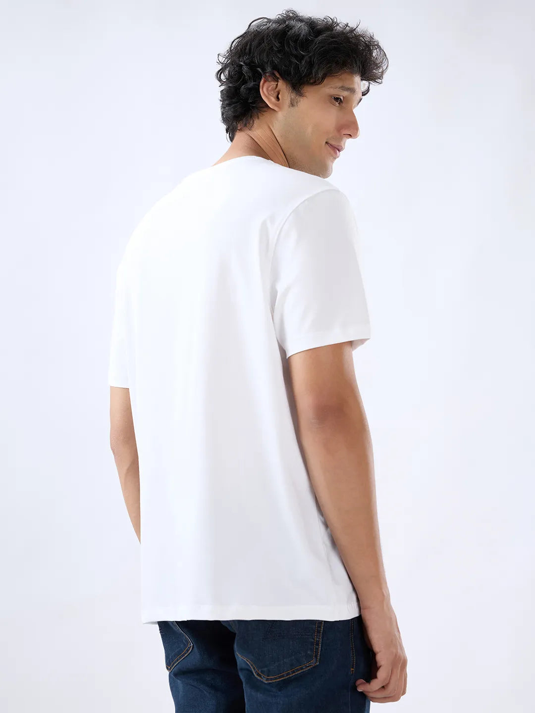 Men T-Shirt Graphic White Regular Fit