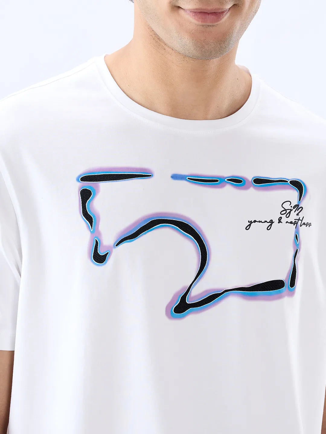 Men T-Shirt Graphic White Regular Fit