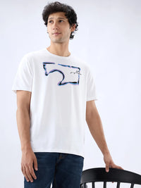 Men T-Shirt Graphic White Regular Fit