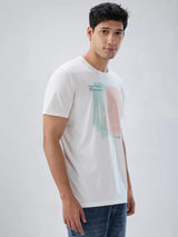 Men T-Shirt Graphic Off White Regular Fit