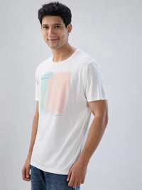 Men T-Shirt Graphic Off White Regular Fit