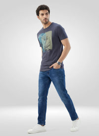 Men T-Shirt Graphic Grey Regular Fit