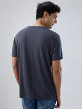 Men T-Shirt Graphic Grey Regular Fit