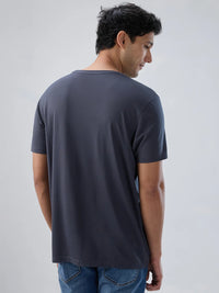 Men T-Shirt Graphic Grey Regular Fit
