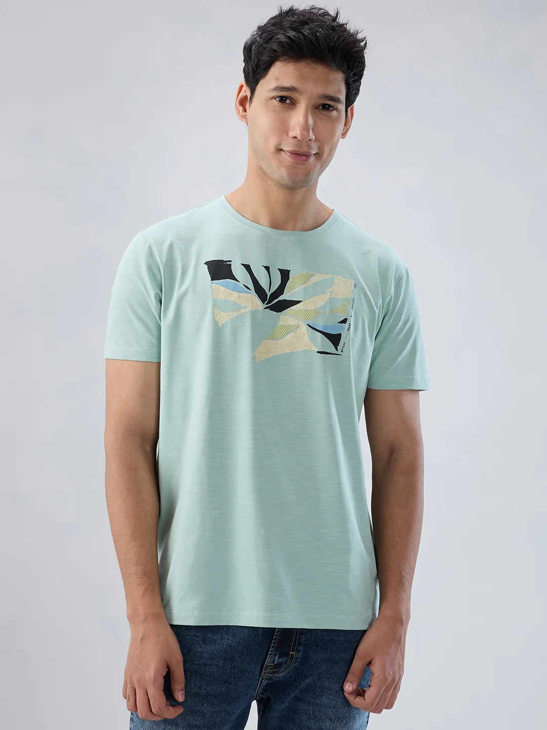 Men T-Shirt Graphic Green Regular Fit