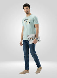 Men T-Shirt Graphic Green Regular Fit