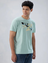 Men T-Shirt Graphic Green Regular Fit