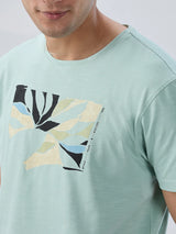 Men T-Shirt Graphic Green Regular Fit