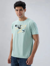 Men T-Shirt Graphic Green Regular Fit