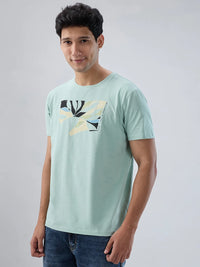 Men T-Shirt Graphic Green Regular Fit