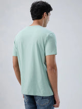 Men T-Shirt Graphic Green Regular Fit