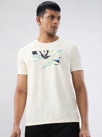 Men T-Shirt Graphic Off White Regular Fit