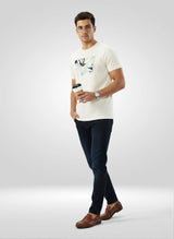 Men T-Shirt Graphic Off White Regular Fit