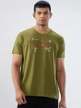 Men T-Shirt Graphic Green Regular Fit