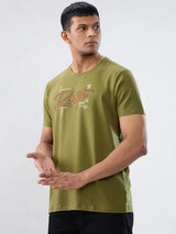 Men T-Shirt Graphic Green Regular Fit