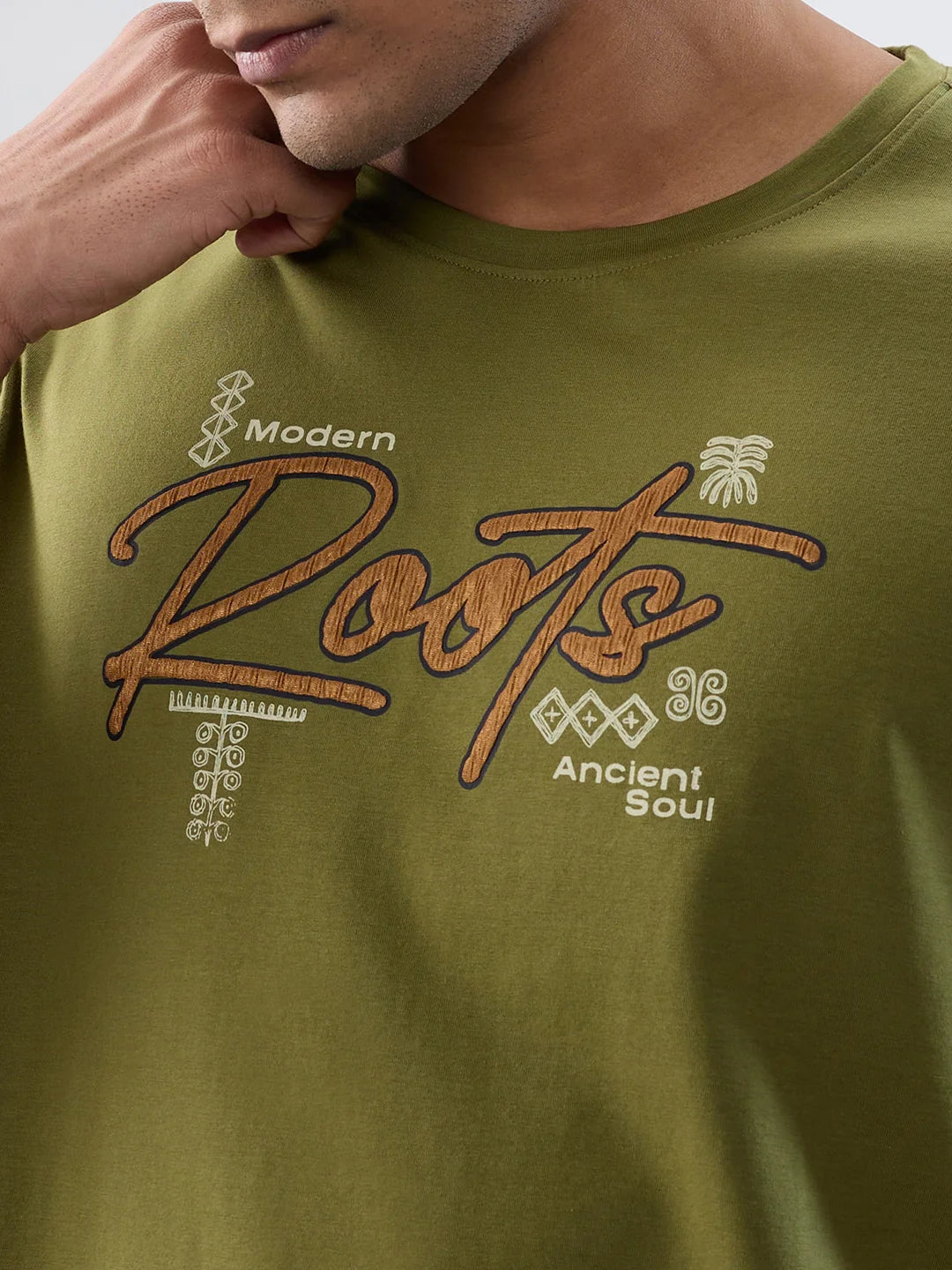 Men T-Shirt Graphic Green Regular Fit
