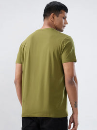 Men T-Shirt Graphic Green Regular Fit