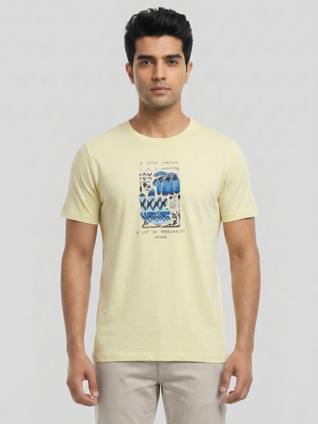 Men T-Shirt Graphic Green Regular Fit