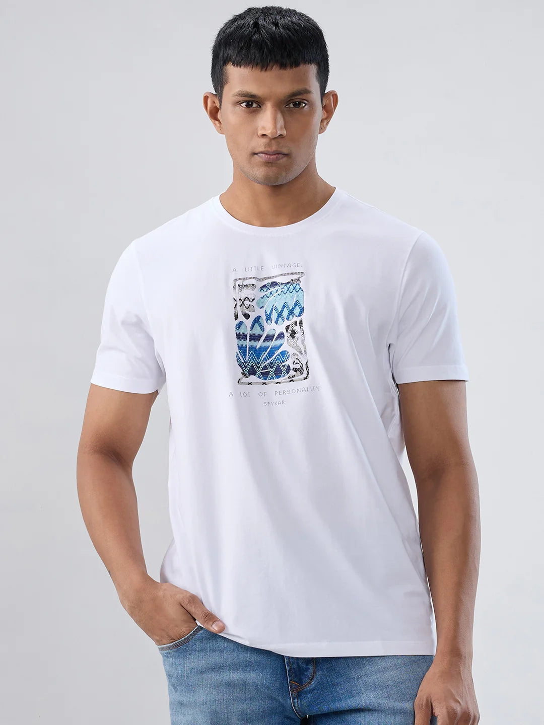 Men T-Shirt Graphic White Regular Fit