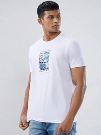Men T-Shirt Graphic White Regular Fit
