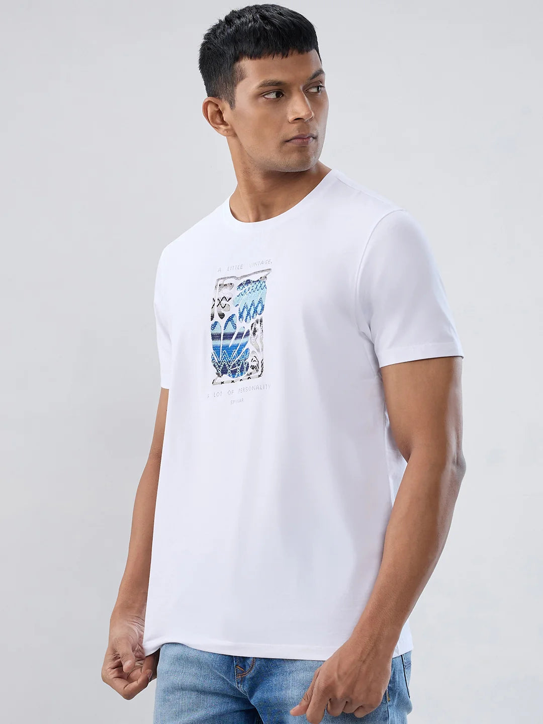 Men T-Shirt Graphic White Regular Fit
