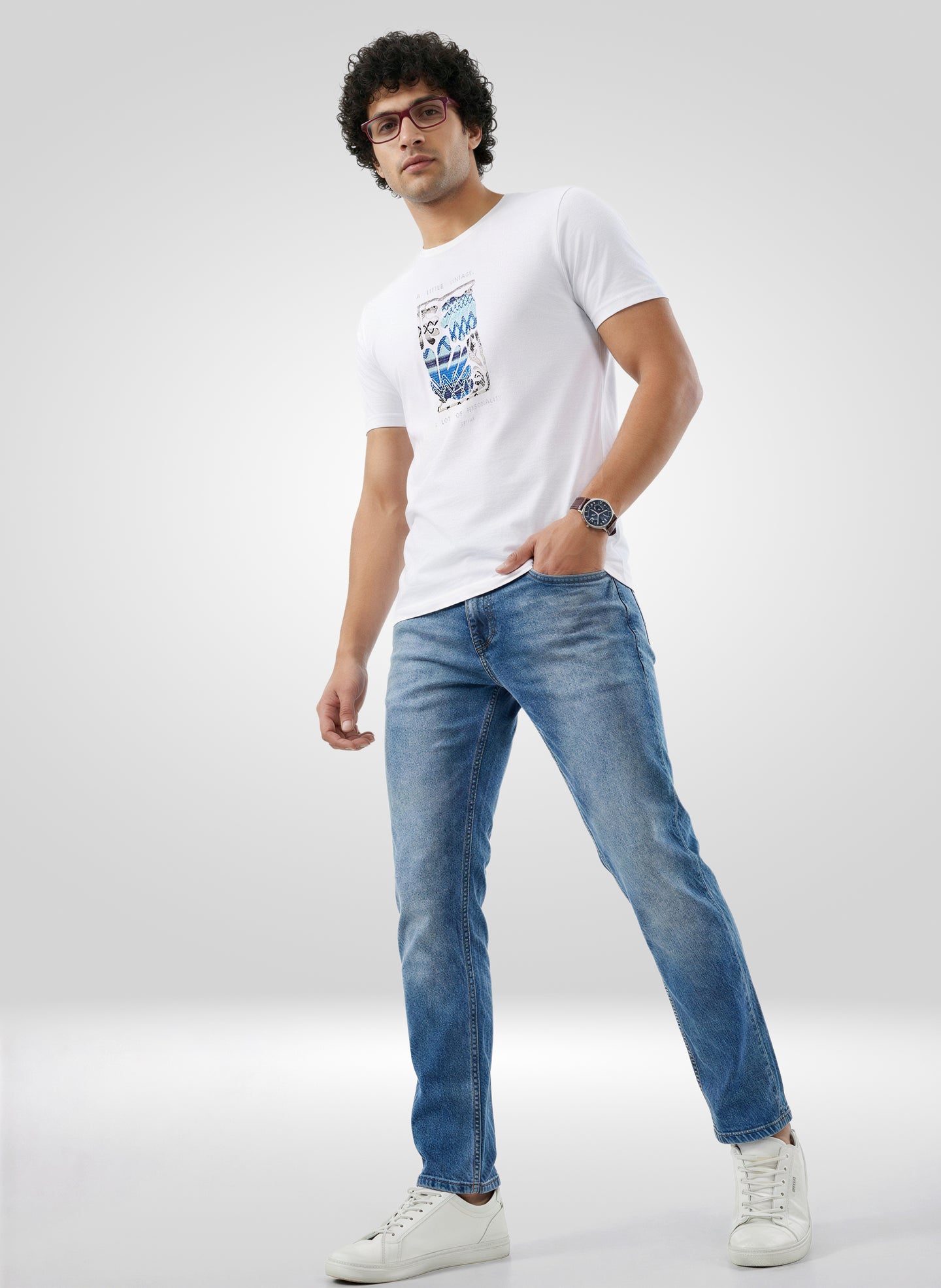 Men T-Shirt Graphic White Regular Fit