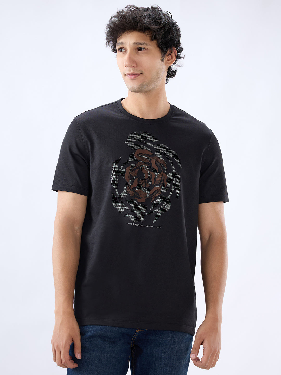 Men T-Shirt Graphic Black Regular Fit