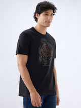 Men T-Shirt Graphic Black Regular Fit