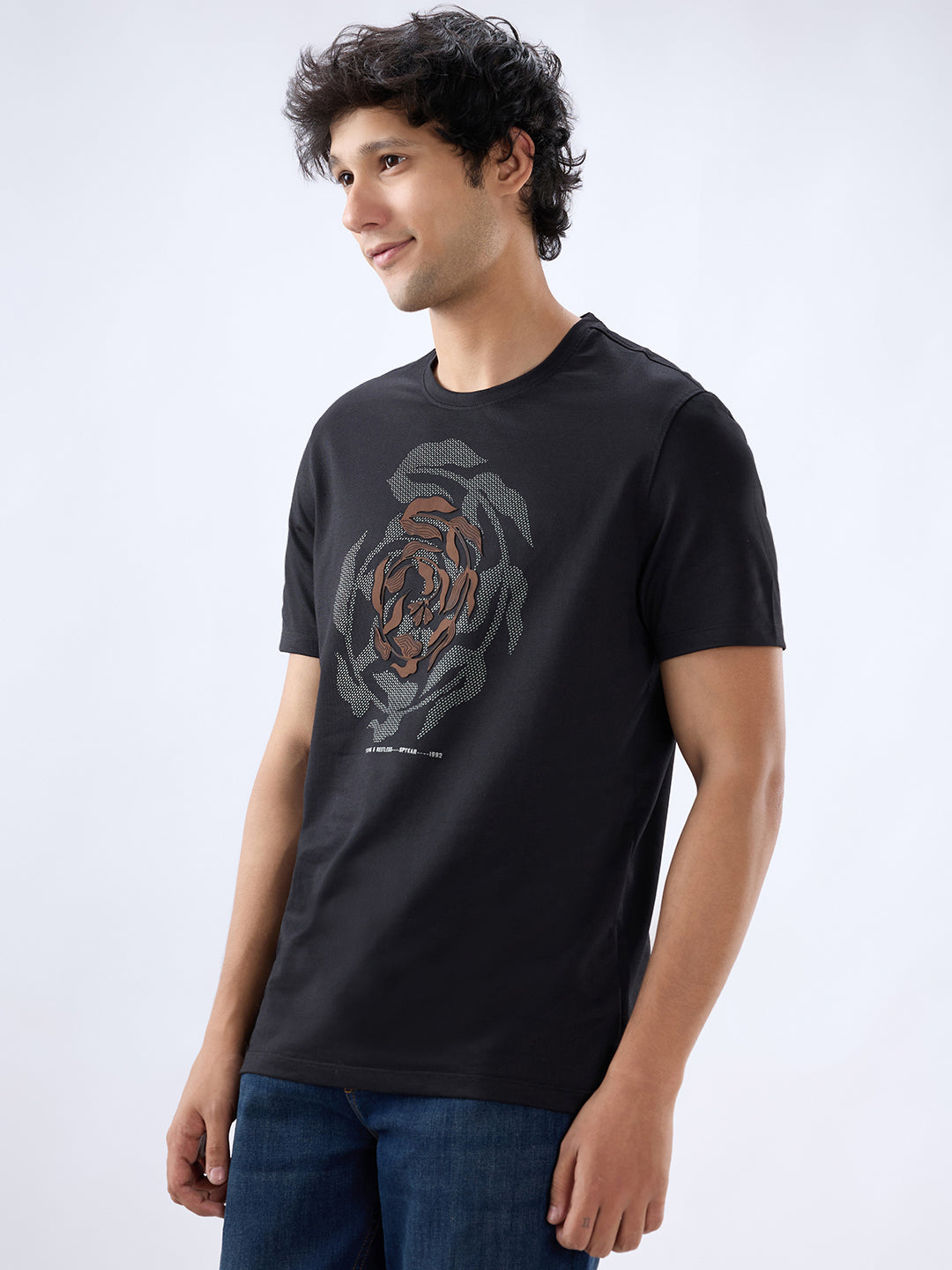 Men T-Shirt Graphic Black Regular Fit