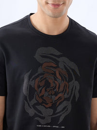 Men T-Shirt Graphic Black Regular Fit