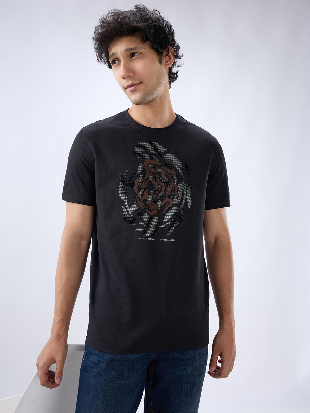 Men T-Shirt Graphic Black Regular Fit
