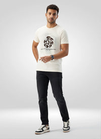 Men T-Shirt Graphic Off White Regular Fit