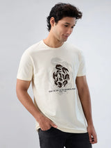 Men T-Shirt Graphic Off White Regular Fit