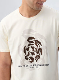 Men T-Shirt Graphic Off White Regular Fit