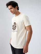 Men T-Shirt Graphic Off White Regular Fit
