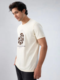 Men T-Shirt Graphic Off White Regular Fit