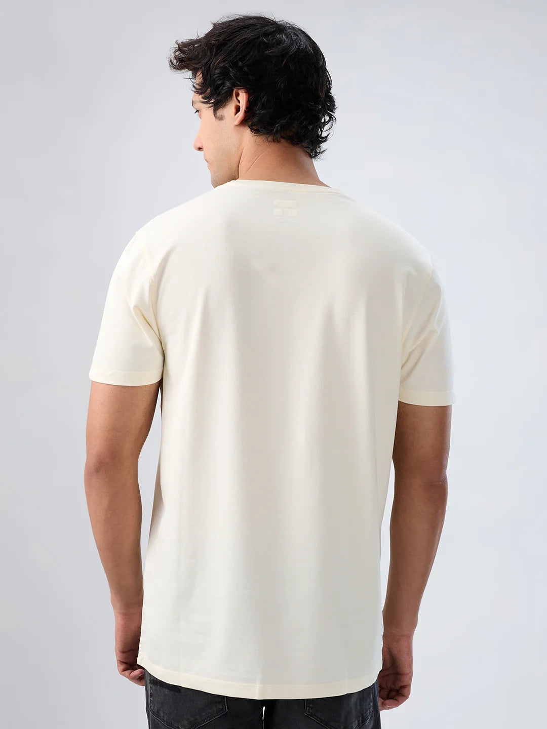 Men T-Shirt Graphic Off White Regular Fit