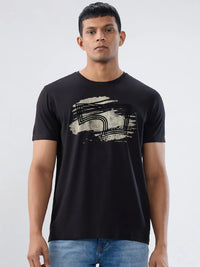 Men T-Shirt Graphic Black Regular Fit