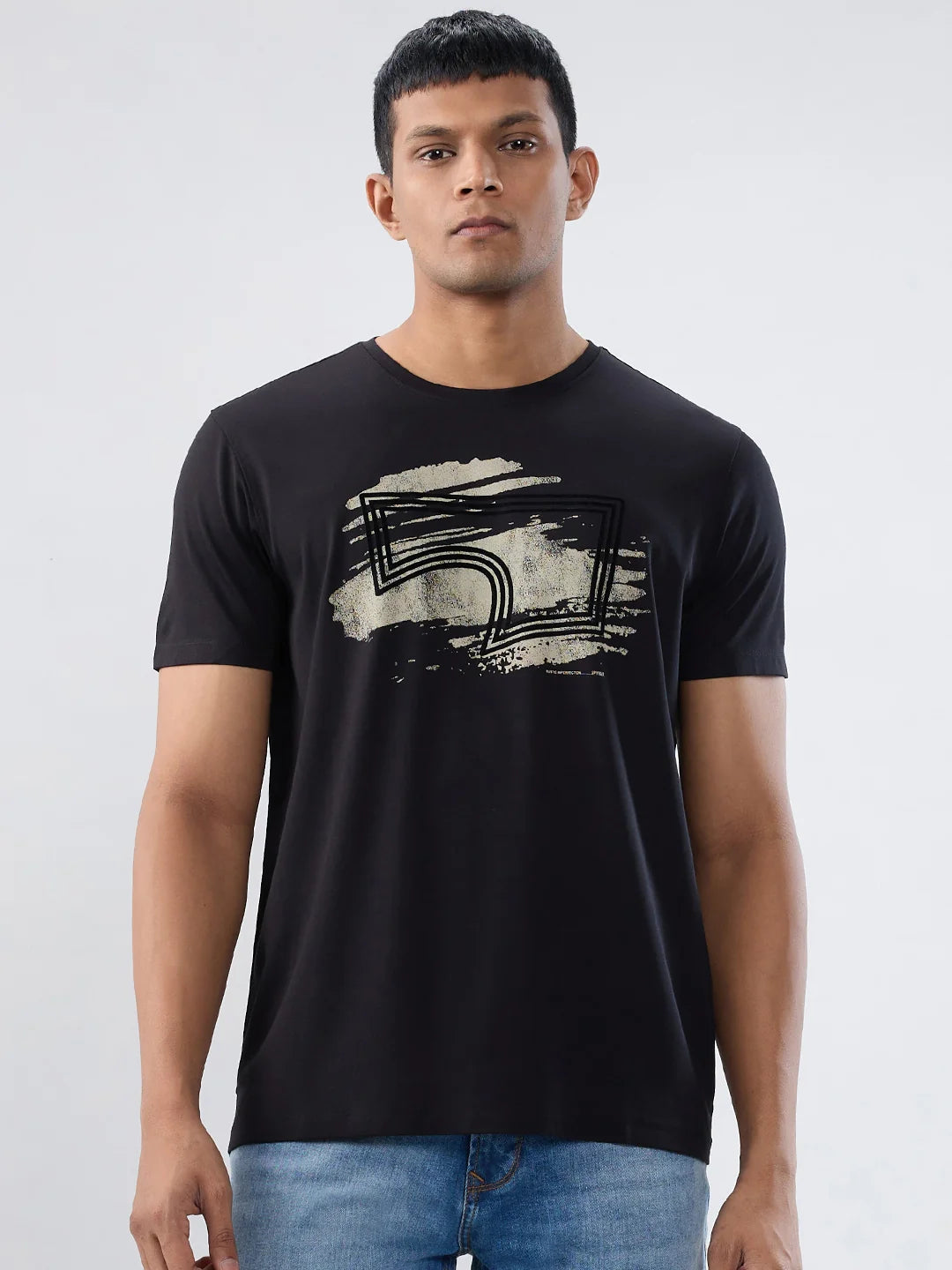 Men T-Shirt Graphic Black Regular Fit